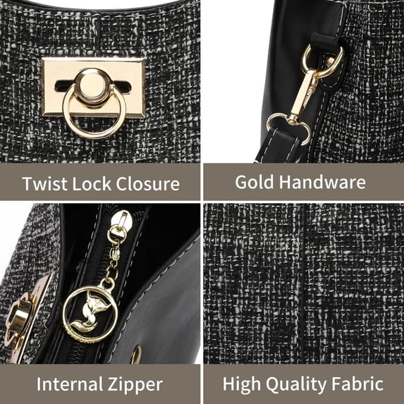 GAEKEAO Crossbody Purses for Women Vegan Leather Bucket Bags Trendy Ladies Handbag Shoulder Purse Multi Pockets
