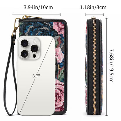 GAEKEAO Womens Wallet RFID Blocking Zip Around Wristlet Wallets