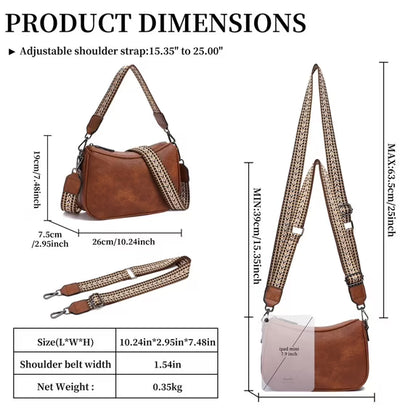 GAEKEAO Women's Shoulder Bag, Medium Handbag, Women's Leather Crossbody Bags with Adjustable Coloured Strap