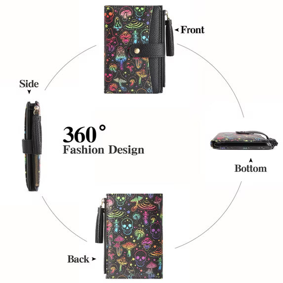 GAEKEAO Medium Size Wallet for Women RFID Blocking Bifold Card Holder Slim Womens Wallet with ID Window and Zipper Coin Pocket