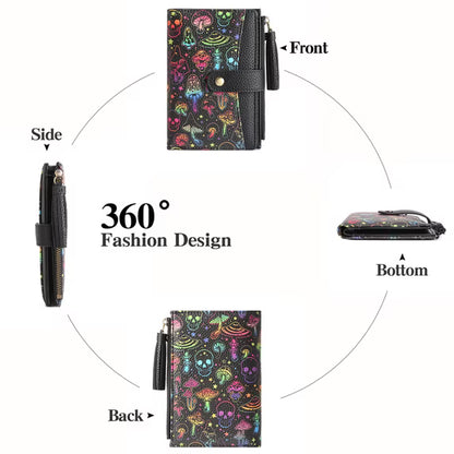 GAEKEAO Medium Size Wallet for Women RFID Blocking Bifold Card Holder Slim Womens Wallet with ID Window and Zipper Coin Pocket