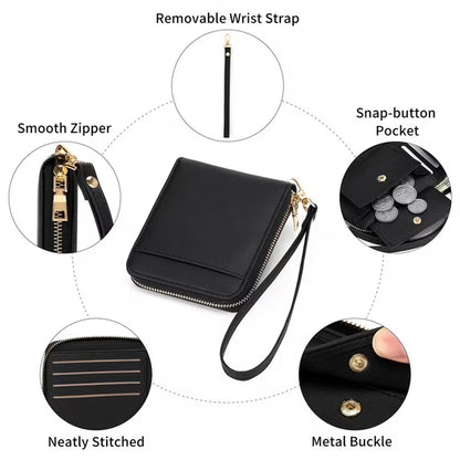 GAEKEAO Womens Wallet RFID Blocking Zip Around Wristlet Wallet Vegan Leather Card Holder Purse with Change Pocket